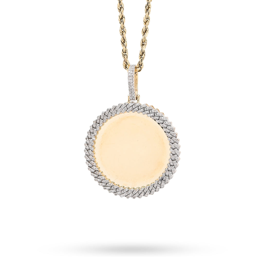 10K Yellow Gold 0.25 CT Natural Diamond Memory Picture Pendant Men Women Charm