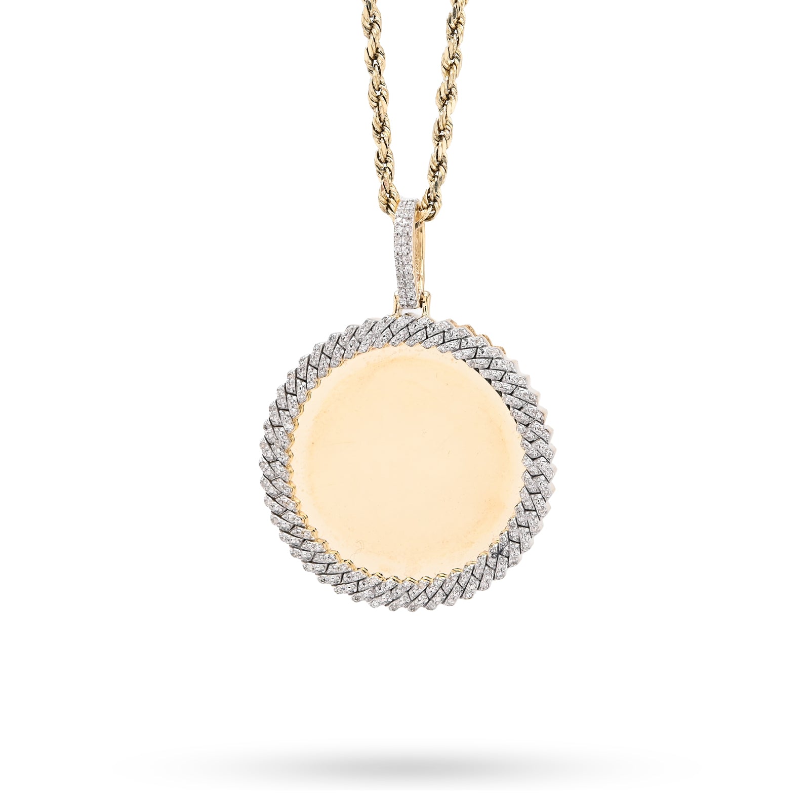10K Yellow Gold 0.25 CT Natural Diamond Memory Picture Pendant Men Women Charm