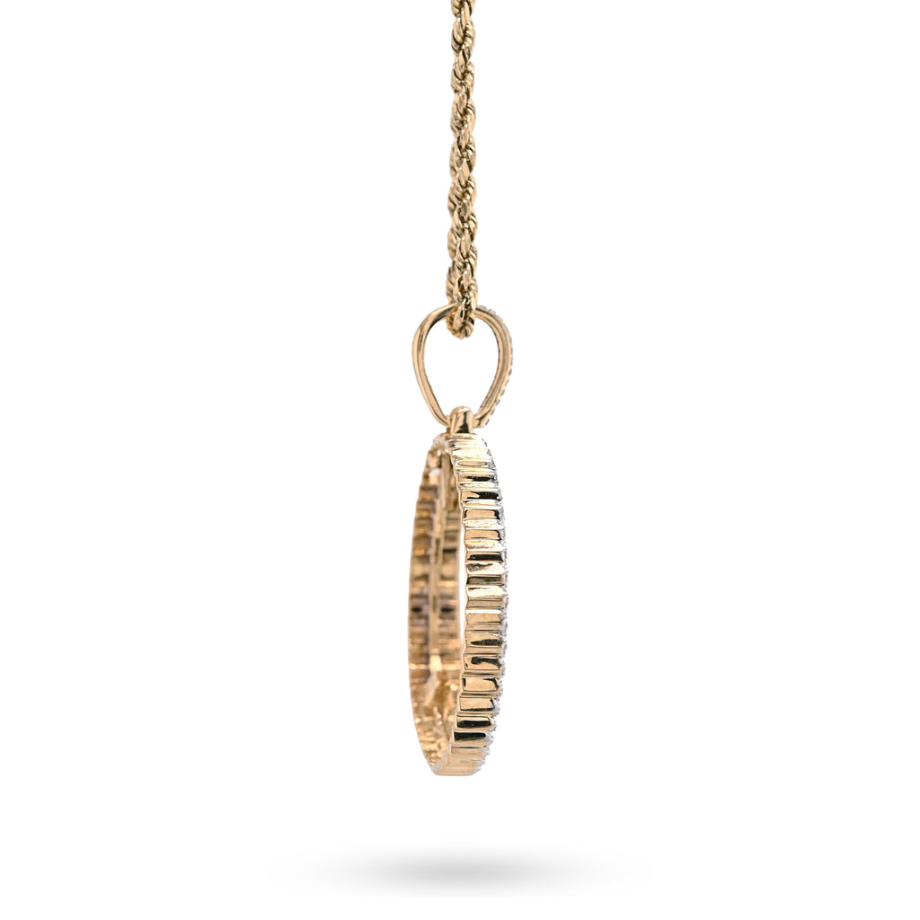 10K Yellow Gold 0.25 CT Natural Diamond Memory Picture Pendant Men Women Charm