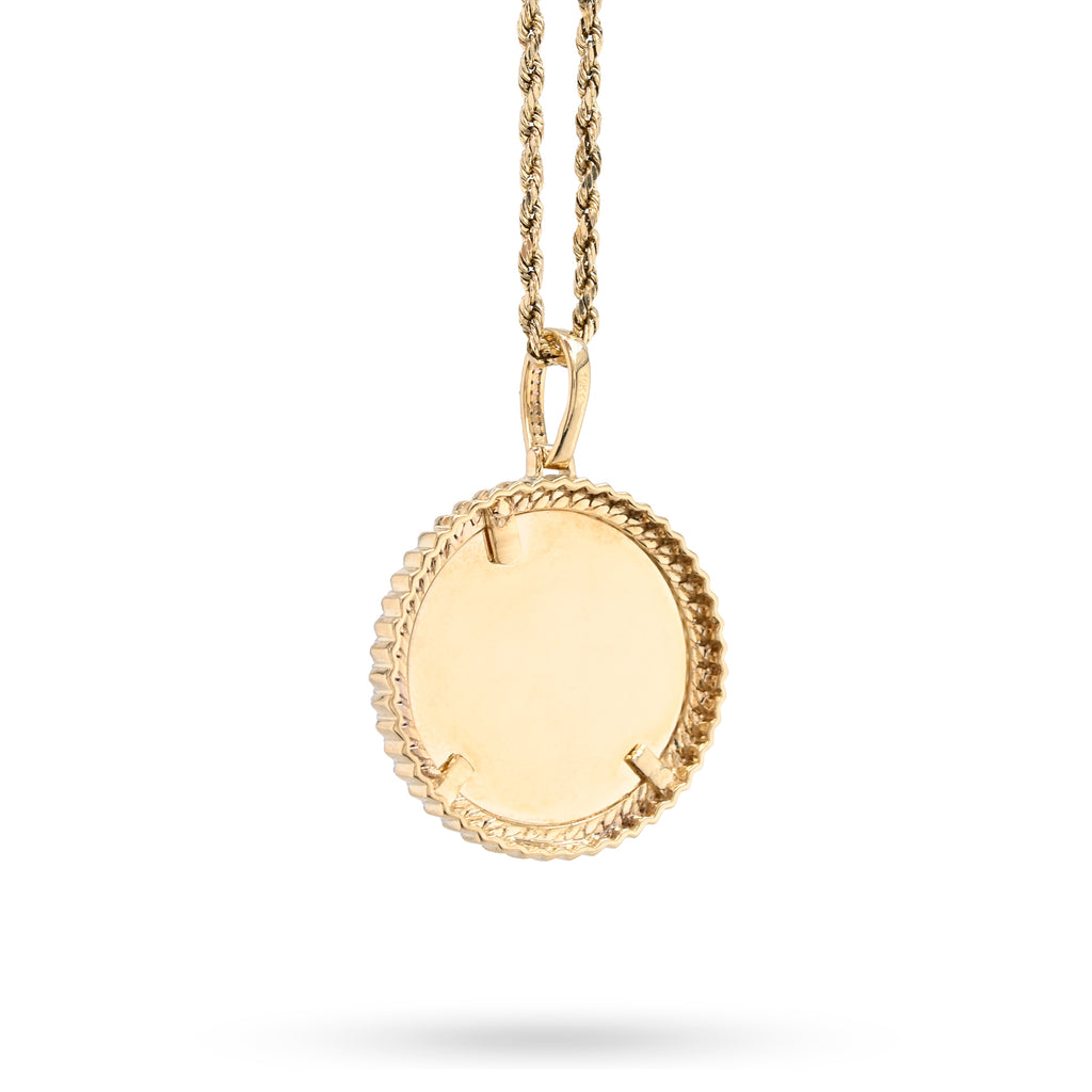 10K Yellow Gold 0.25 CT Natural Diamond Memory Picture Pendant Men Women Charm
