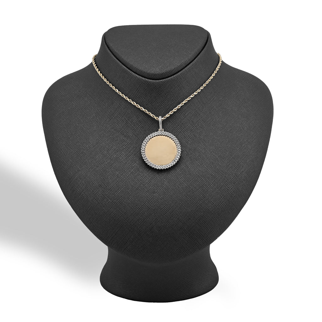 10K Yellow Gold 0.25 CT Natural Diamond Memory Picture Pendant Men Women Charm
