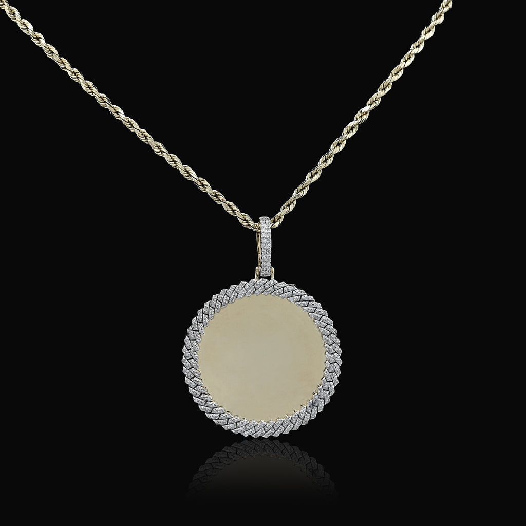 10K Yellow Gold 0.25 CT Natural Diamond Memory Picture Pendant Men Women Charm