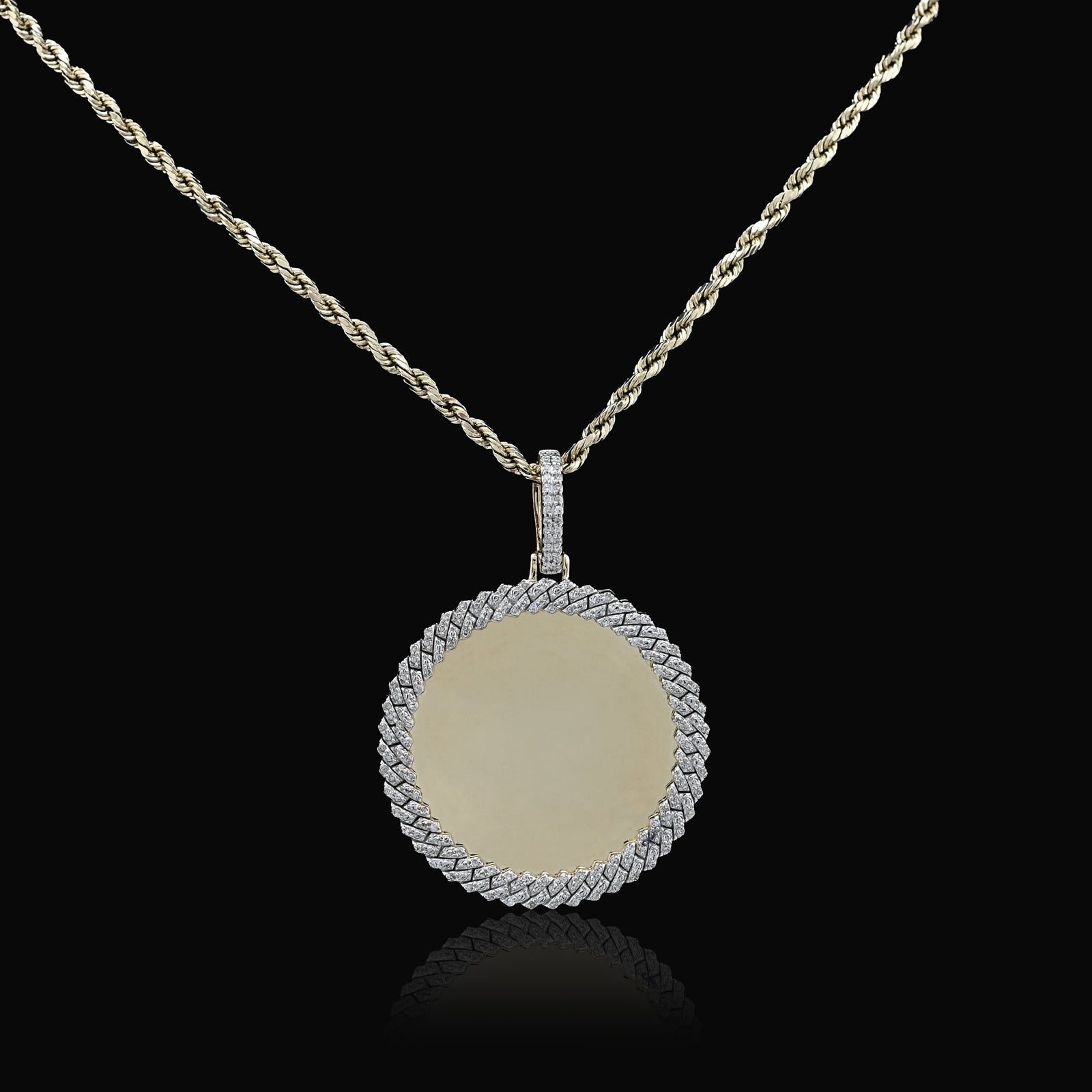 10K Yellow Gold 0.25 CT Natural Diamond Memory Picture Pendant Men Women Charm
