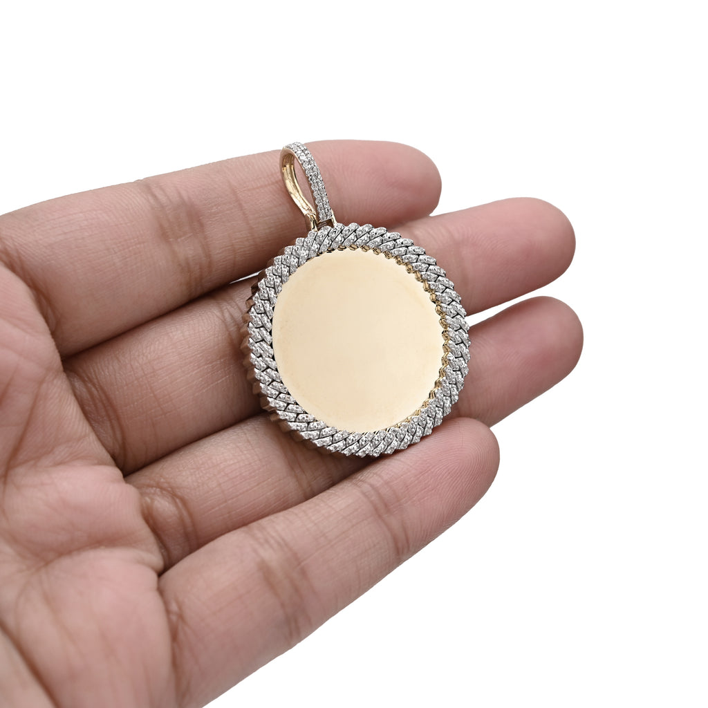 10K Yellow Gold 0.25 CT Natural Diamond Memory Picture Pendant Men Women Charm