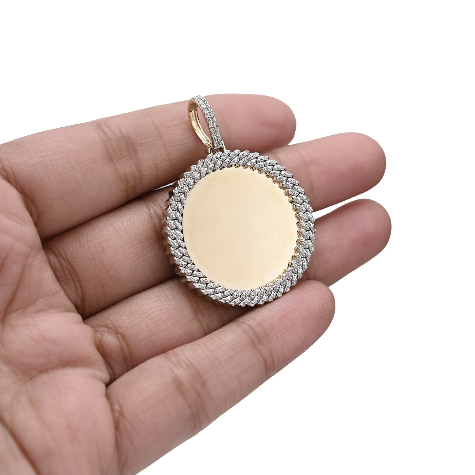 10K Yellow Gold 0.25 CT Natural Diamond Memory Picture Pendant Men Women Charm
