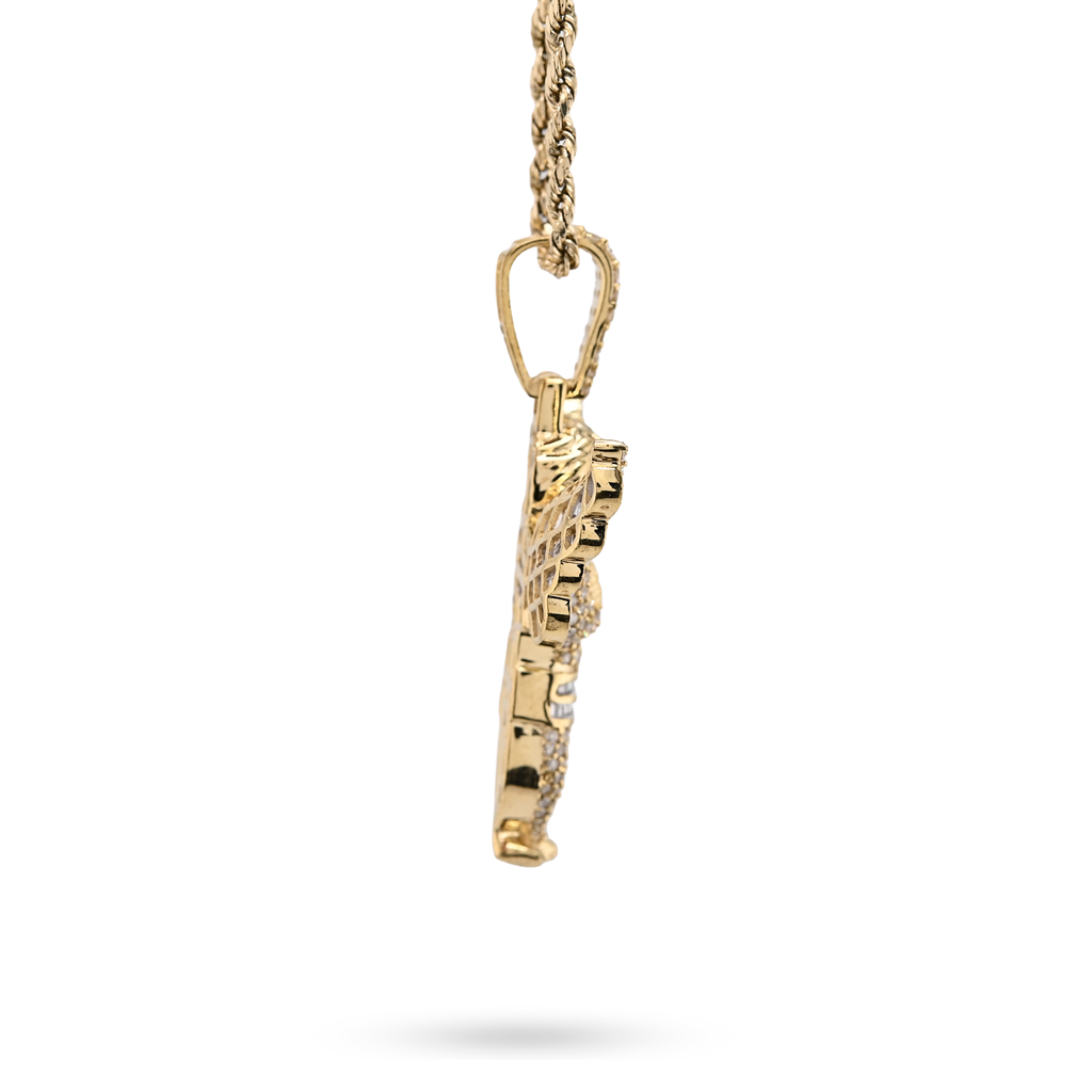 10K Yellow Gold 2.10 Natural Diamond Angel Charm Religious Pendant