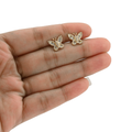 10K Yellow Gold 0.45CT Round & Baguette Natural Diamond Butterfly Stud Women Earring