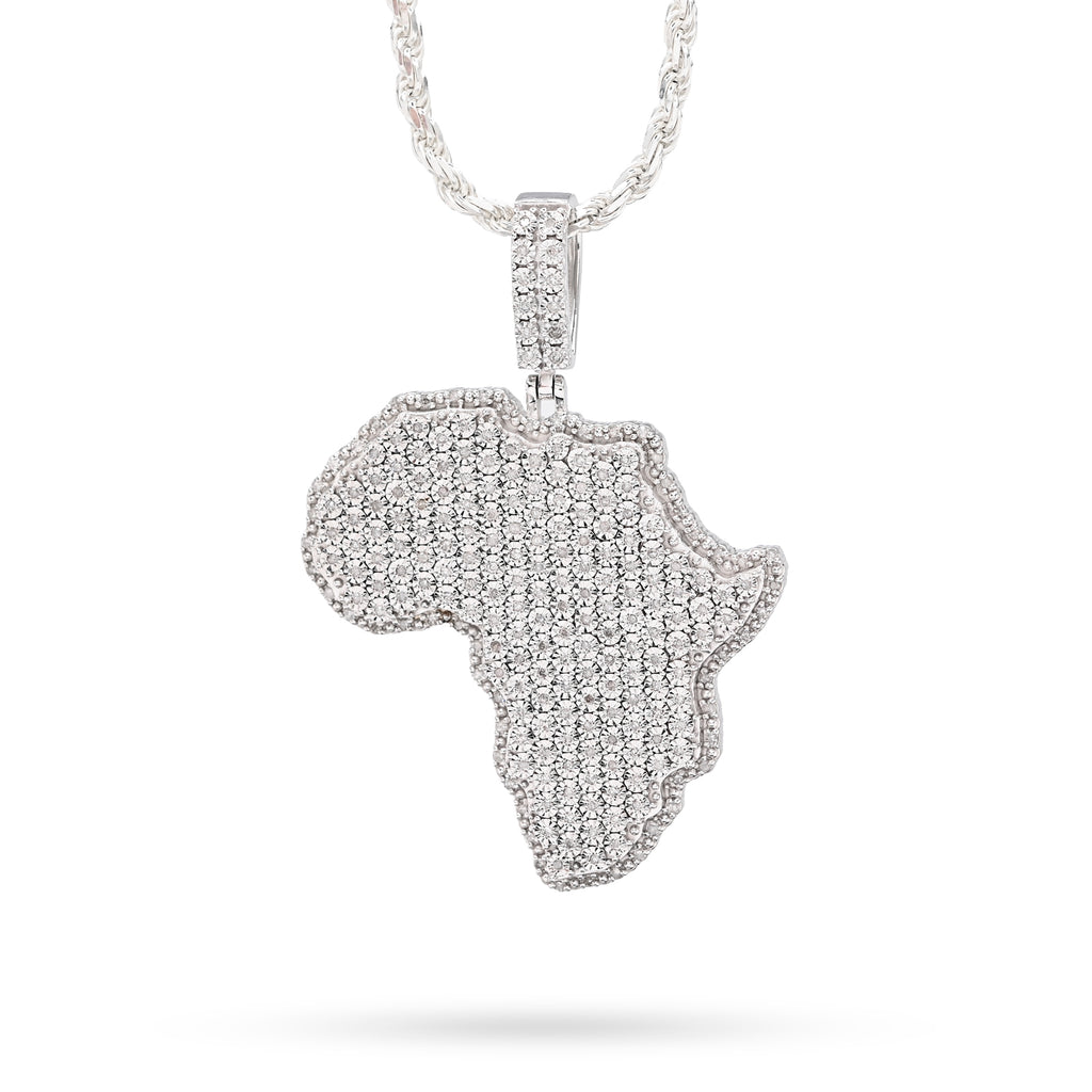 925 Sterling Silver 0.83 CT Natural Diamond Africa Pendant Men's Charm