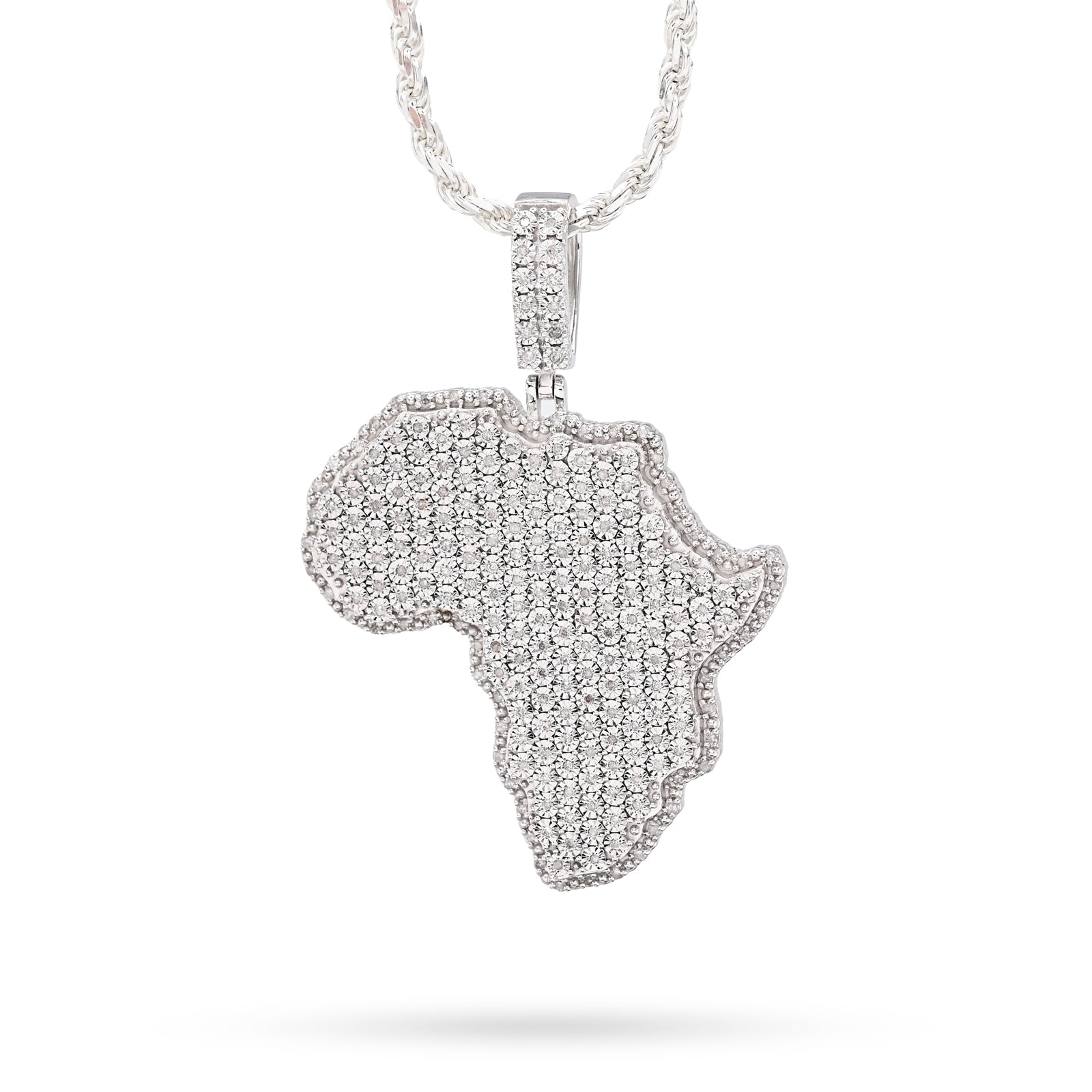 925 Sterling Silver 0.83 CT Natural Diamond Africa Pendant Men's Charm