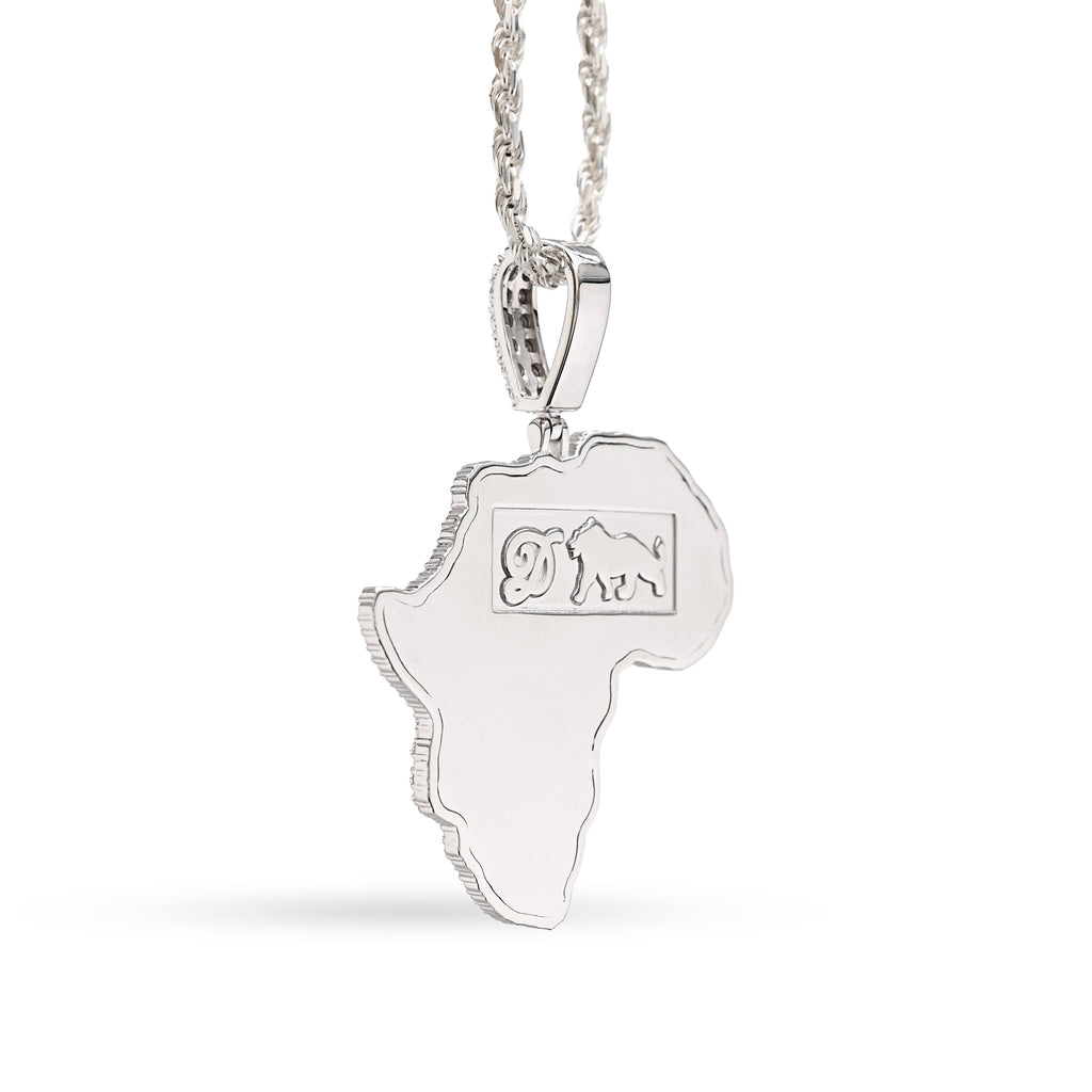 925 Sterling Silver 0.83 CT Natural Diamond Africa Pendant Men's Charm