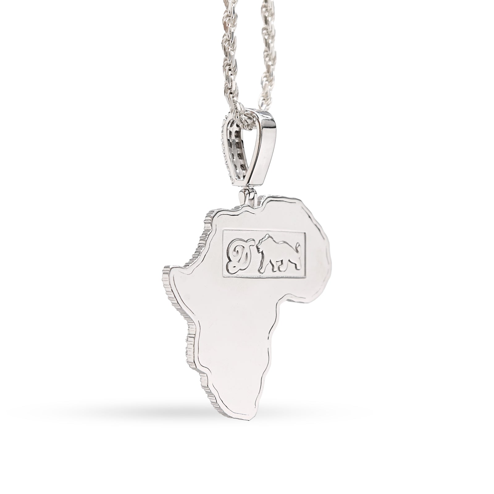 925 Sterling Silver 0.83 CT Natural Diamond Africa Pendant Men's Charm