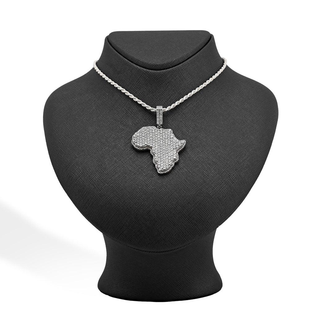 925 Sterling Silver 0.83 CT Natural Diamond Africa Pendant Men's Charm