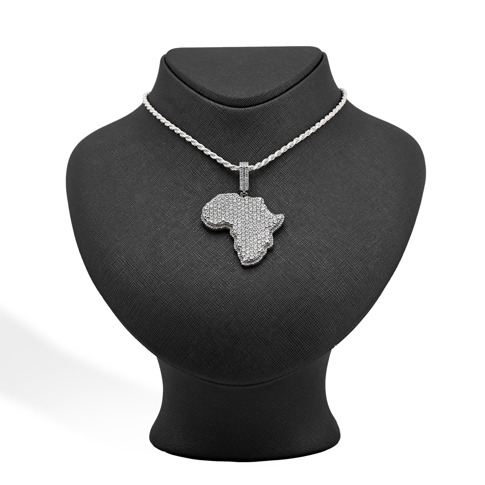 925 Sterling Silver 0.83 CT Natural Diamond Africa Pendant Men's Charm