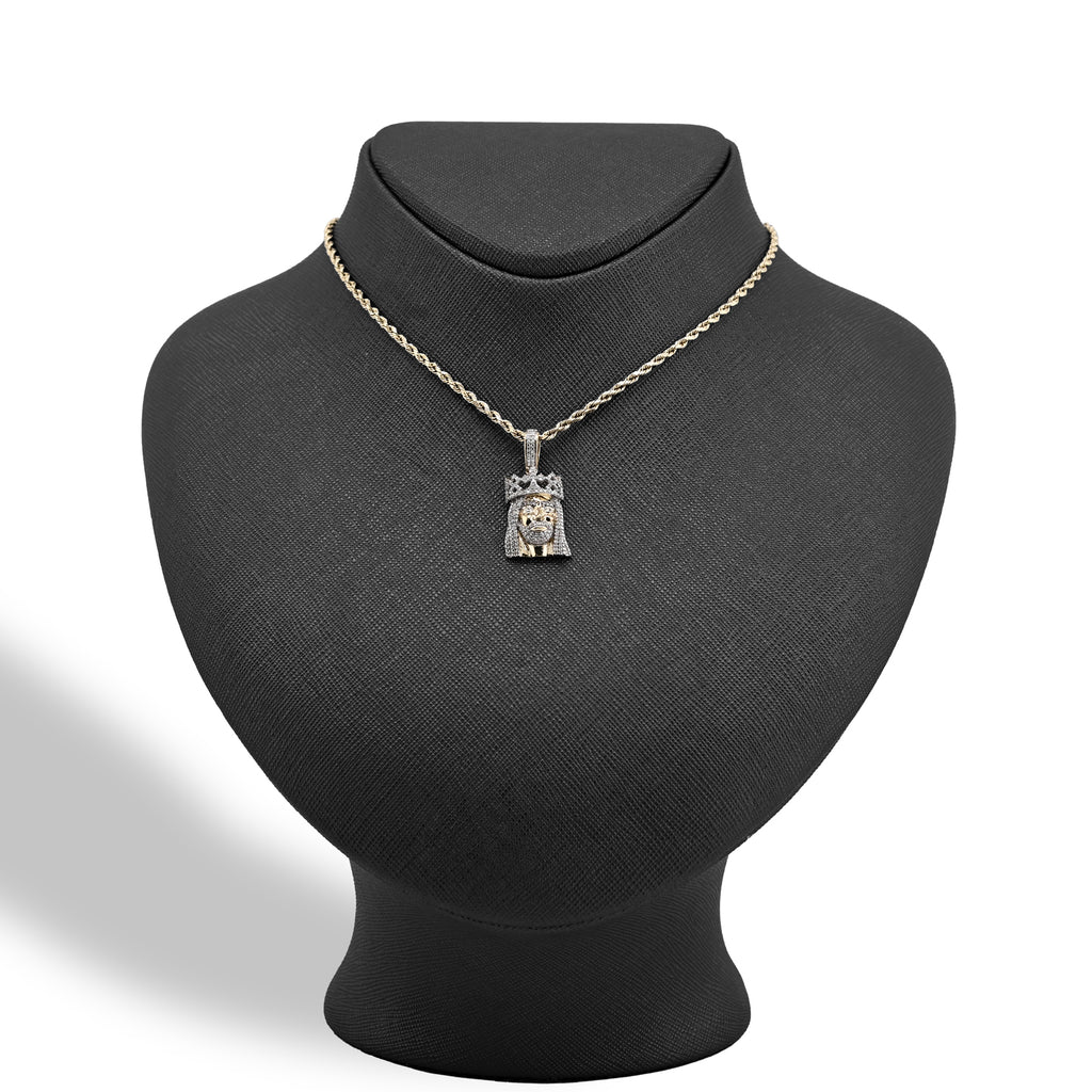 10K Yellow Gold 0.20 CT Natural Diamond Jesus Head Pendant