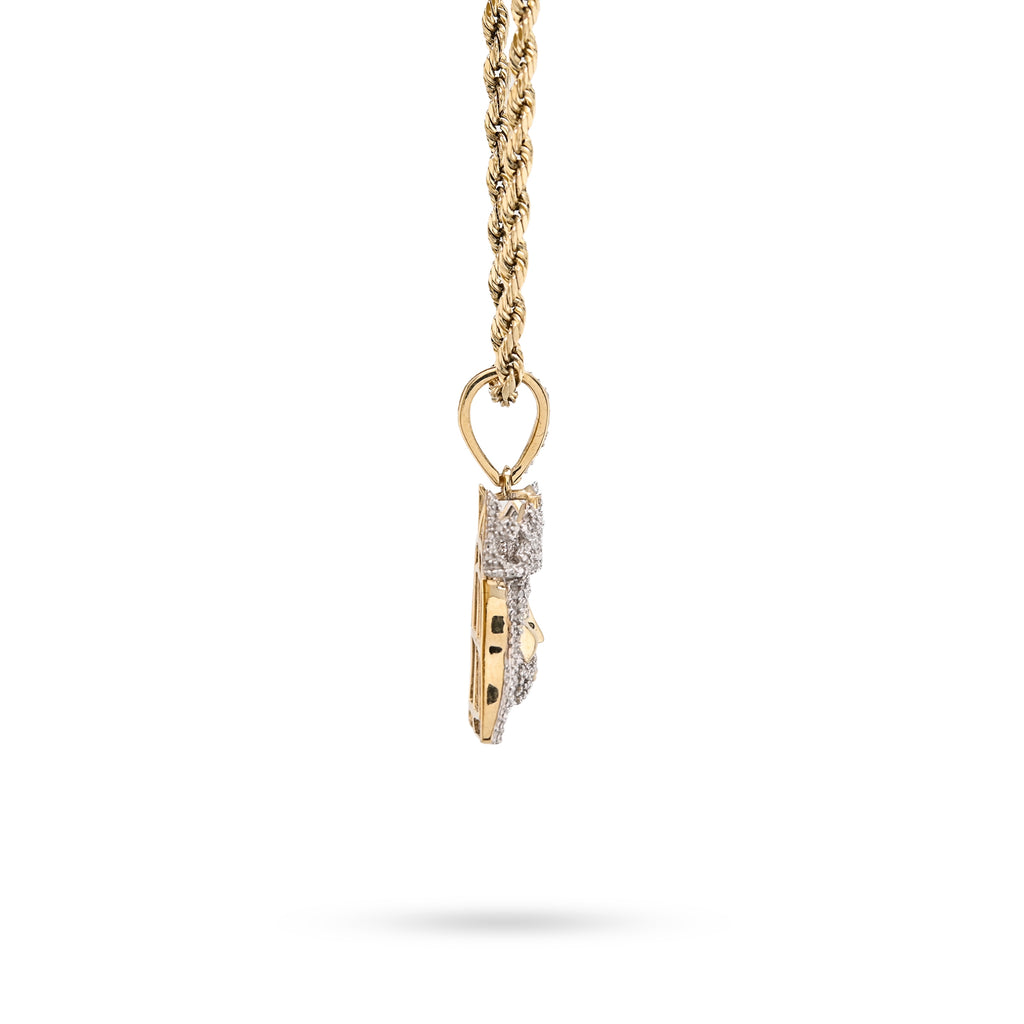 10K Yellow Gold 0.20 CT Natural Diamond Jesus Head Pendant