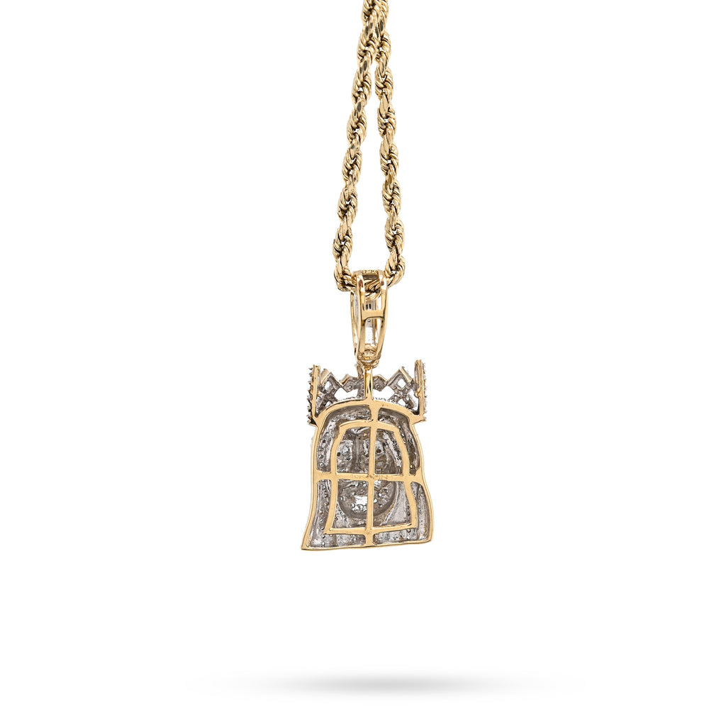 10K Yellow Gold 0.20 CT Natural Diamond Jesus Head Pendant