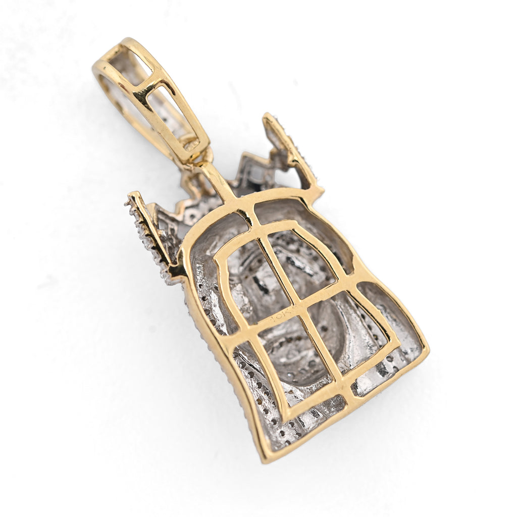 10K Yellow Gold 0.20 CT Natural Diamond Jesus Head Pendant