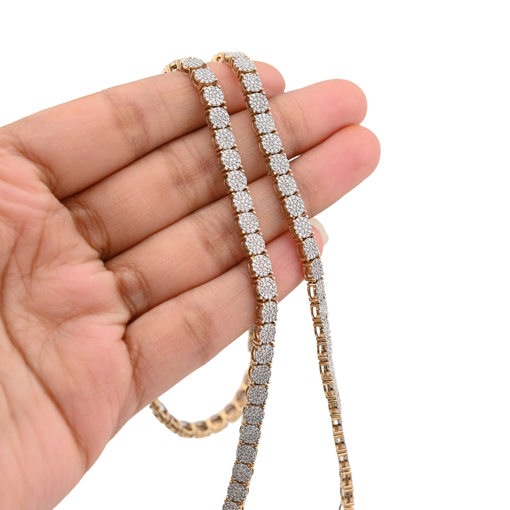 10K Yellow Gold 5 CT Natural Diamond 4.5 MM Tennis Chain 20" Men 21.9 g Necklace