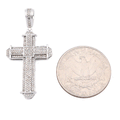 10K White Gold 0.5 CT Natural Diamond Cross Charm Men Pendant 1.75"