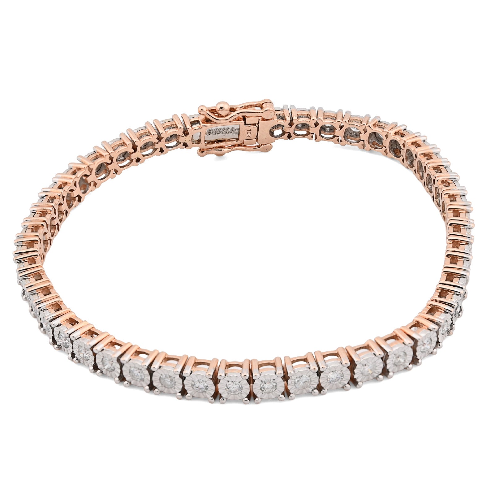10k Rose Gold 2.5 CT Natural Diamond 7.5" Tennis Bracelet Men Women 18g