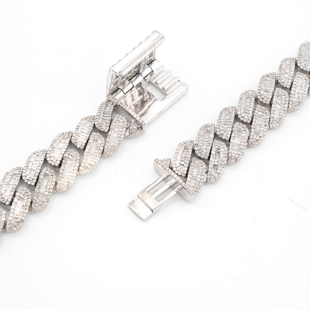925 Sterling Silver 20.26 CT Natural Diamond 13 MM Cuban Link Necklace 22" Men Chain 113.6 g