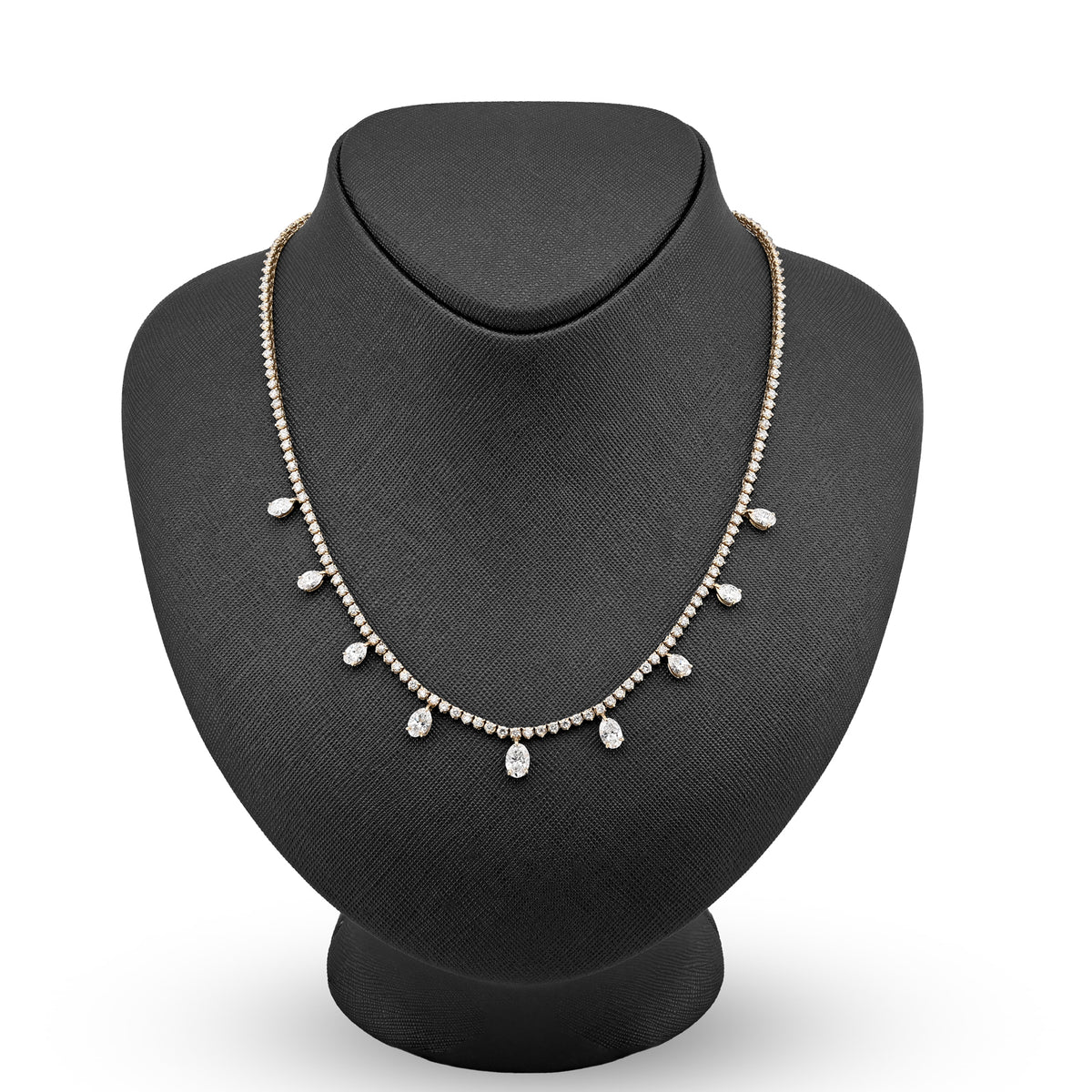 14K Yellow Gold 9.52 CT Lab Diamond Solitaire Tennis Chain 17" Women 18.8 g Necklace