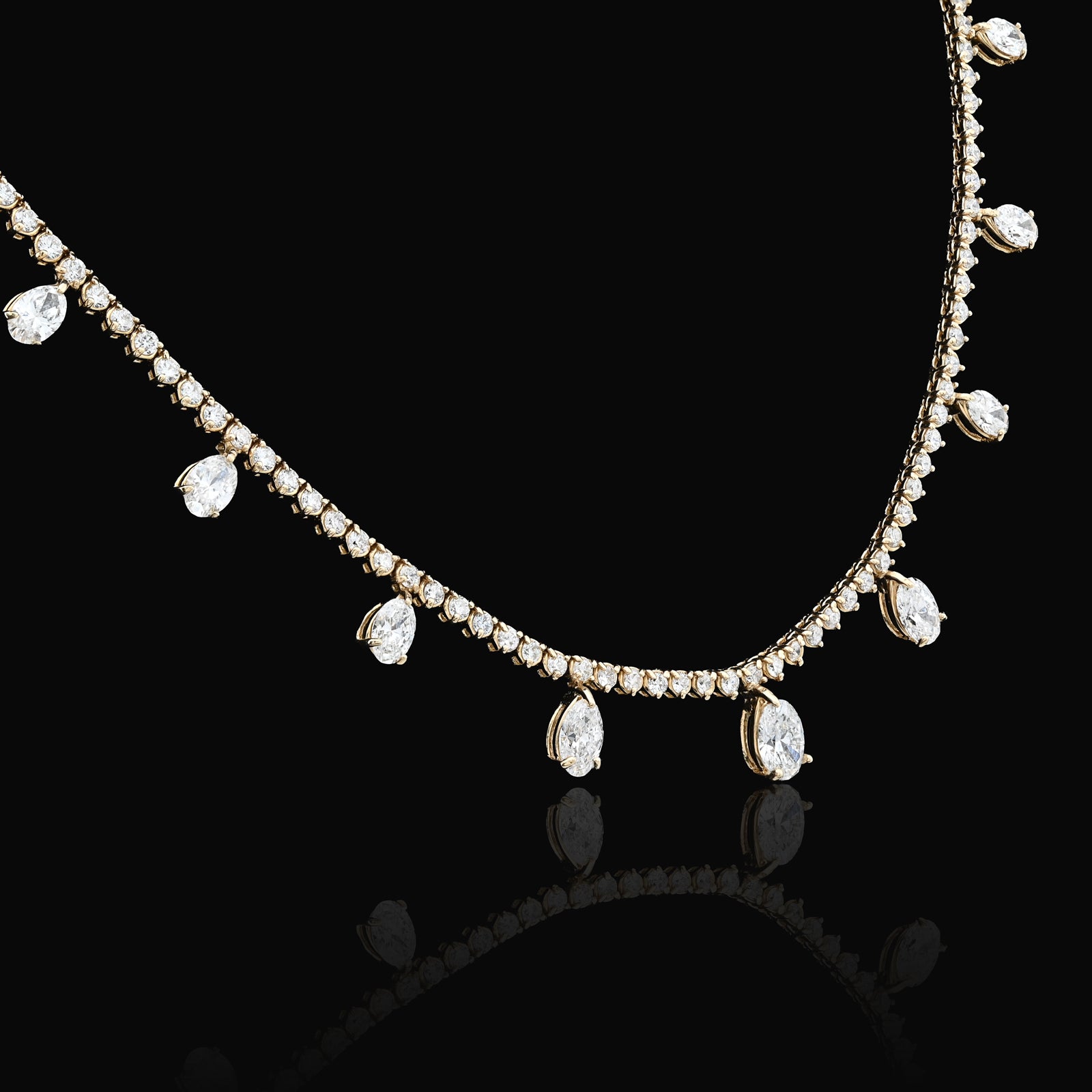 14K Yellow Gold 9.52 CT Lab Diamond Solitaire Tennis Chain 17" Women 18.8 g Necklace