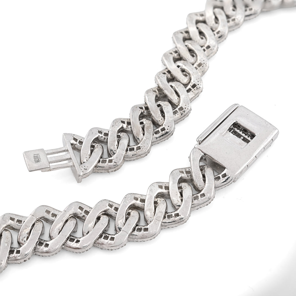 925 Sterling Silver 20.26 CT Natural Diamond 13 MM Cuban Link Necklace 22" Men Chain 113.6 g