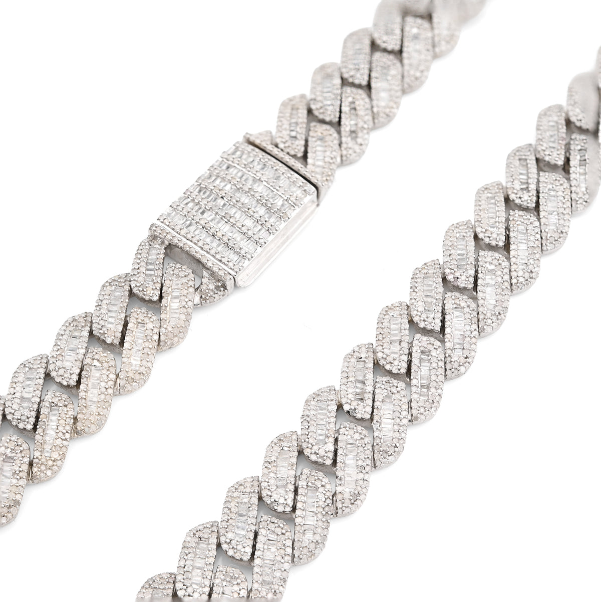 925 Sterling Silver 20.26 CT Natural Diamond 13 MM Cuban Link Necklace 22" Men Chain 113.6 g
