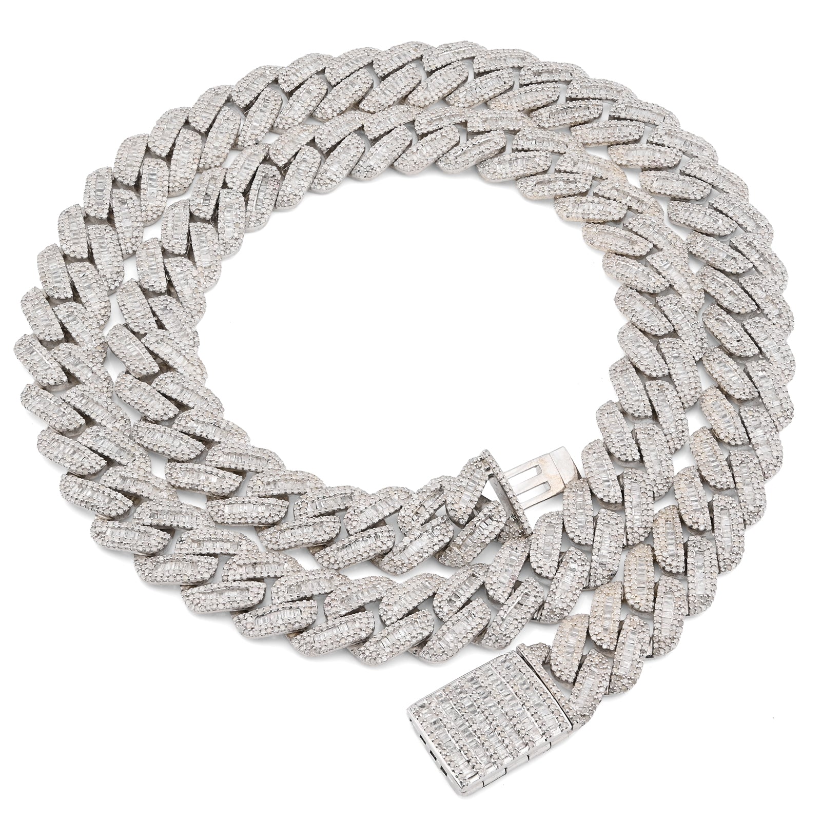 925 Sterling Silver 20.26 CT Natural Diamond 13 MM Cuban Link Necklace 22" Men Chain 113.6 g