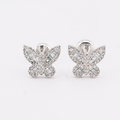 10K White Gold 0.44CT Round & Baguette Natural Diamond Butterfly Stud Women Earring