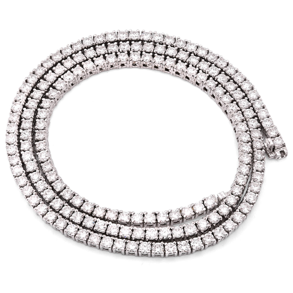 925 SS 9CT Lab Diamond Tennis Chain Men Women Necklace 16"