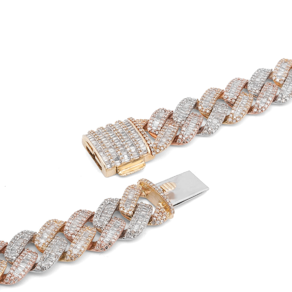 10K Rose Gold 8.60CT Natural Diamond Snake Cuban link Chain 10MM 22" Men Necklace