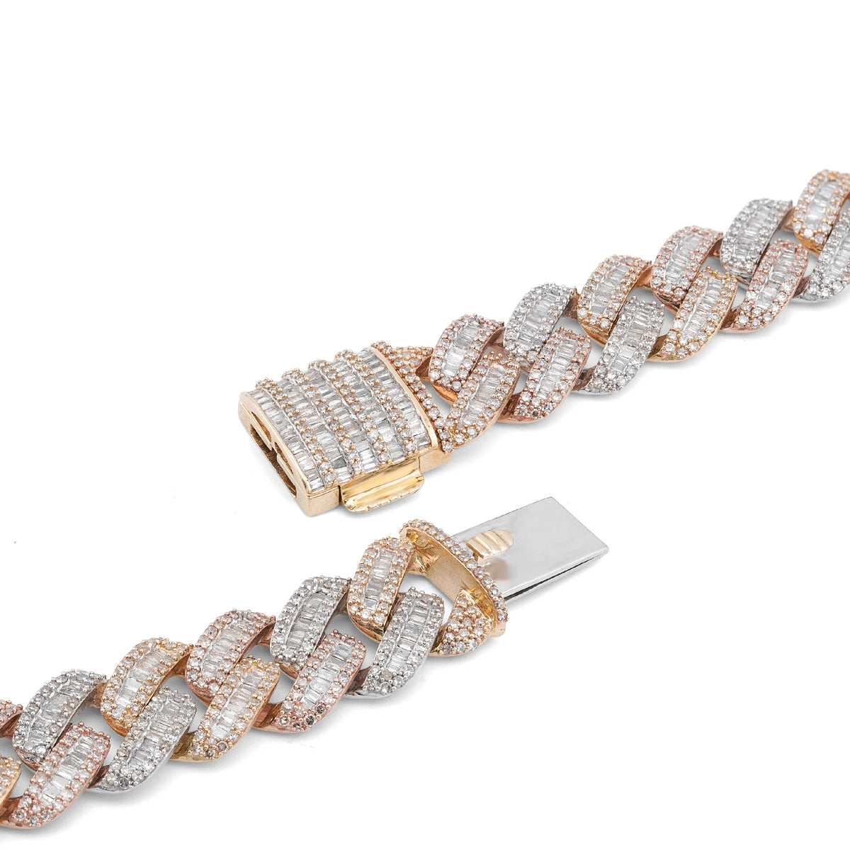 10K Rose Gold 8.60CT Natural Diamond Snake Cuban link Chain 10MM 22" Men Necklace