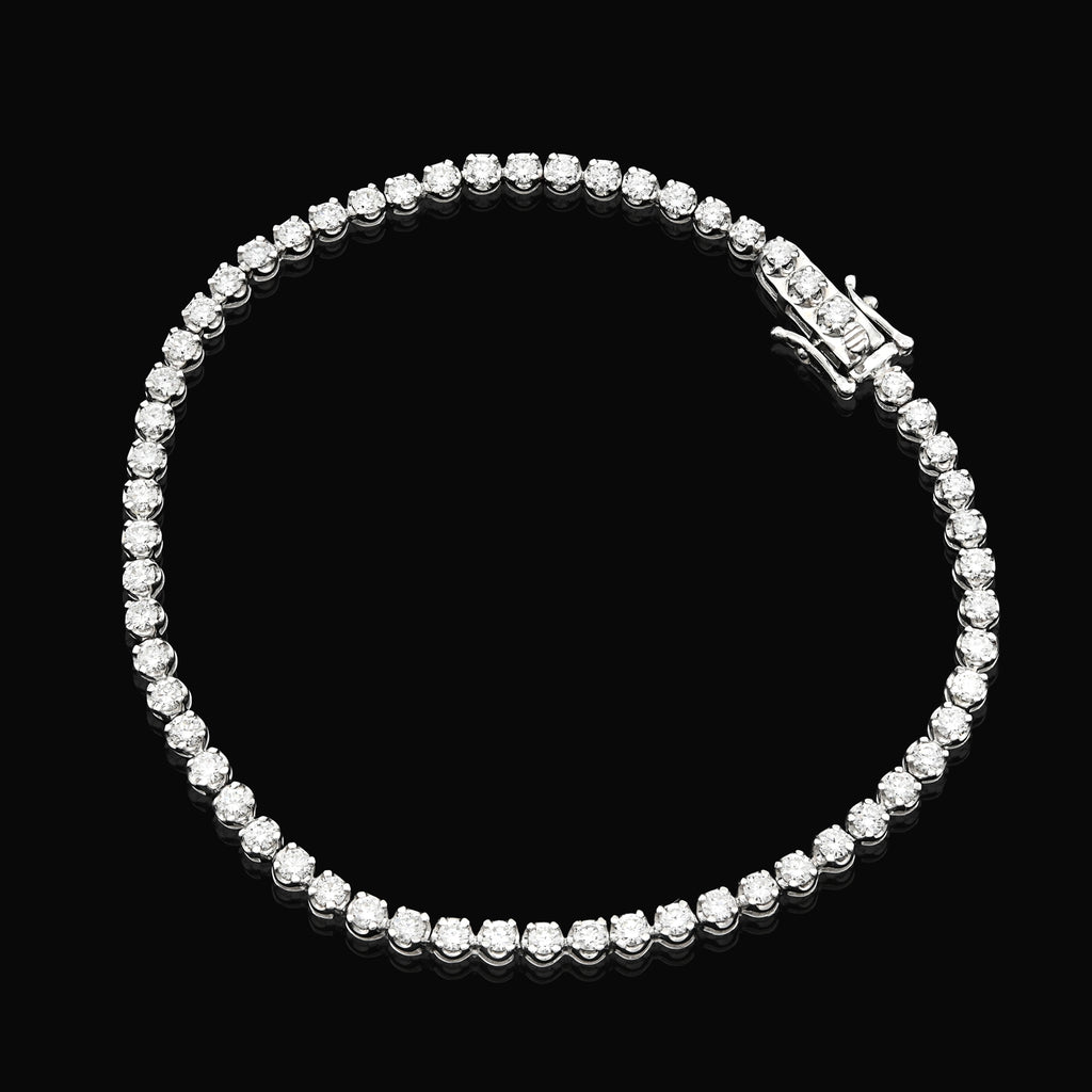 925 Silver 2 CTW Lab Diamond Bracelet 7" Men Women