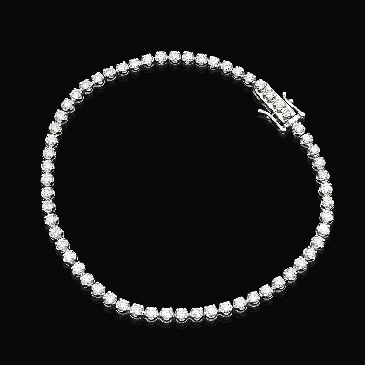 925 Silver 2 CTW Lab Diamond Bracelet 7" Men Women