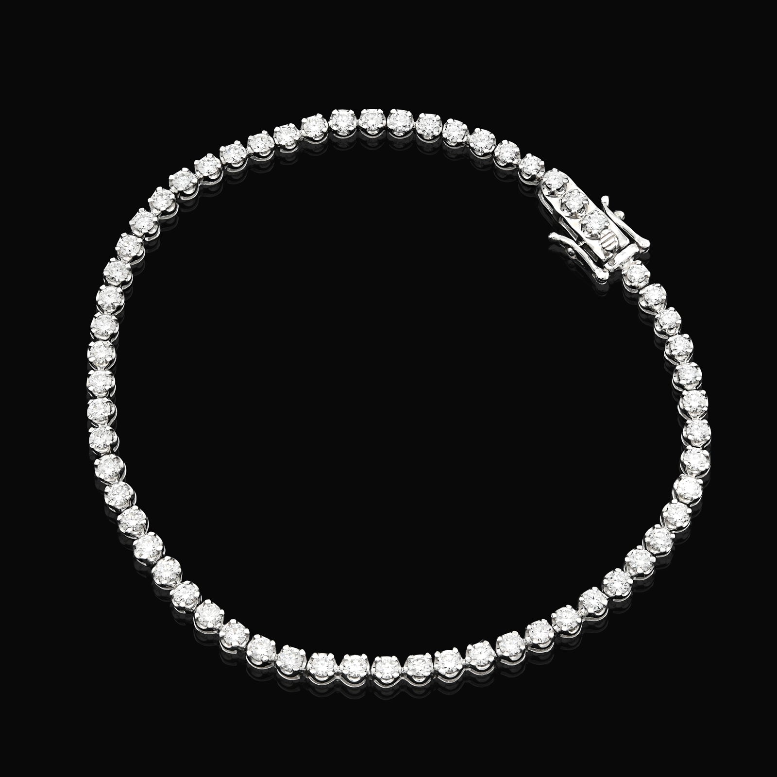 925 Silver 2 CTW Lab Diamond Bracelet 7" Men Women