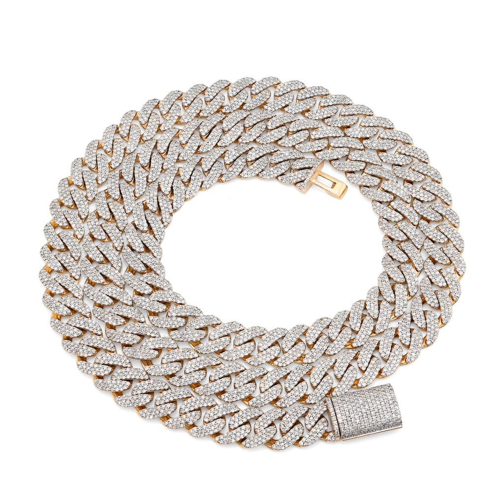 10K Yellow Gold 9.5 CT Natural Diamond Cuban Link Chain 8 MM Men 54.6 g Necklace 22"