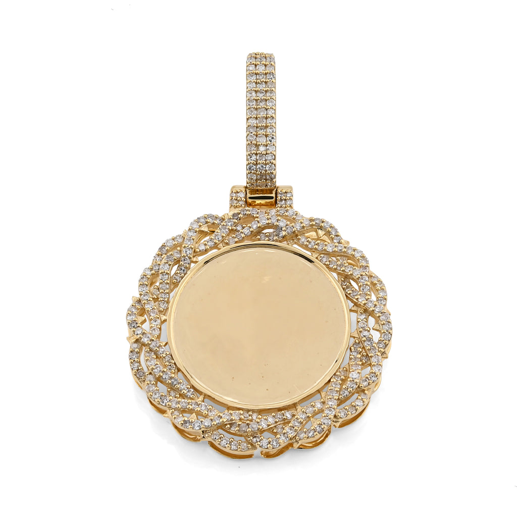 10K Yellow Gold 0.50 CT Natural Diamond Memory Pendant Picture Men Women Charm