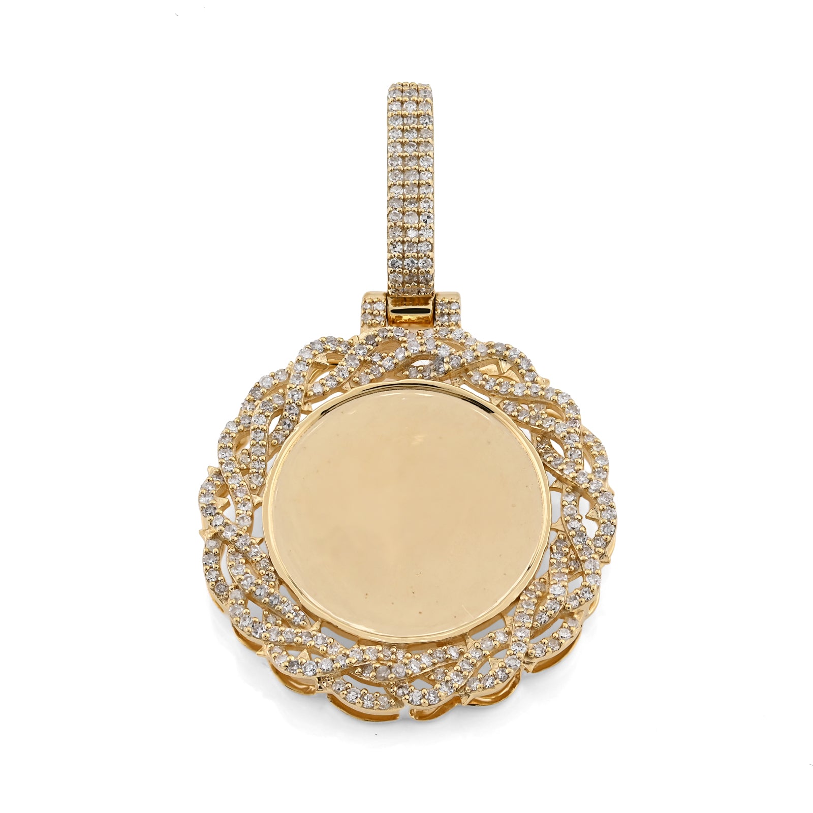 10K Yellow Gold 0.50 CT Natural Diamond Memory Pendant Picture Men Women Charm