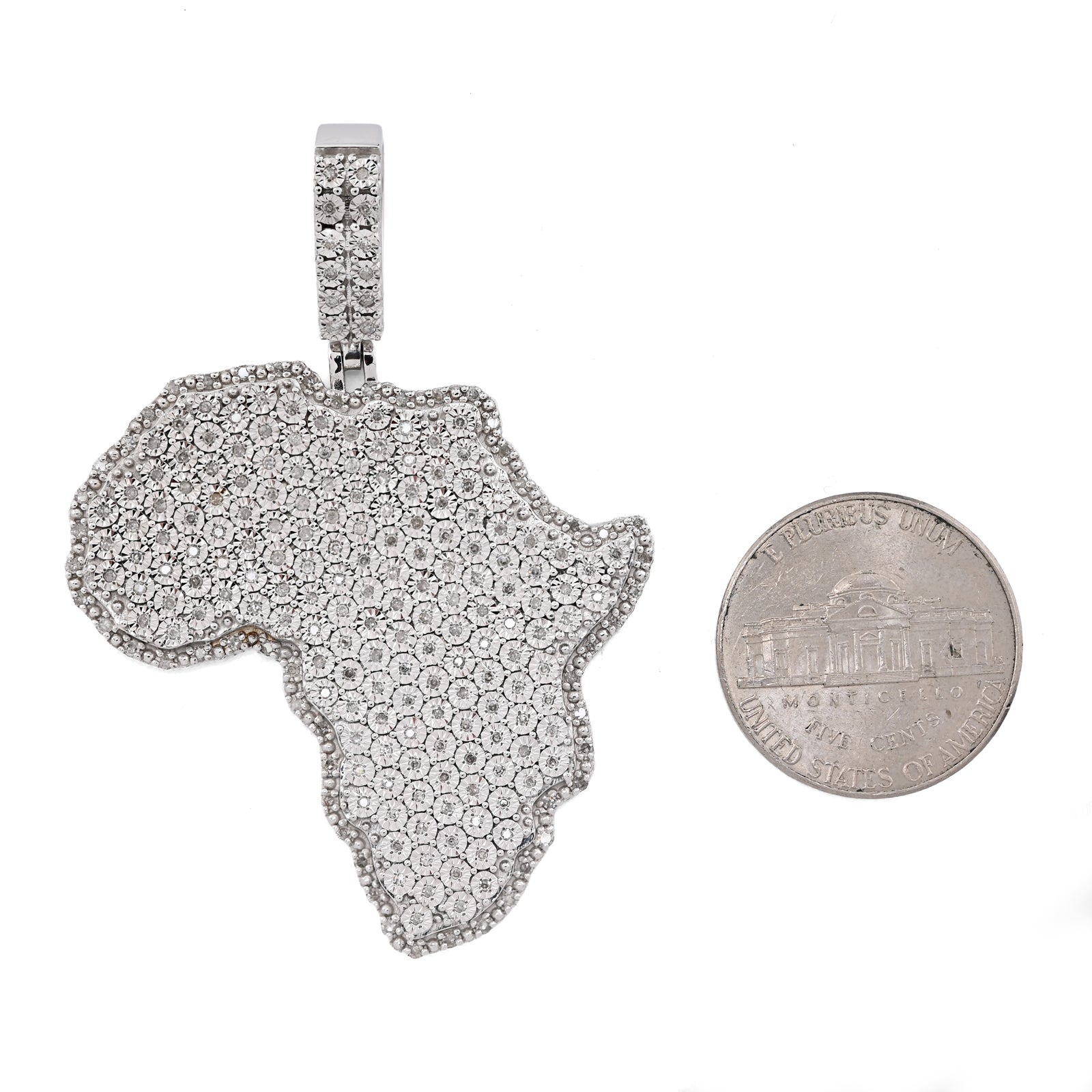 925 Sterling Silver 0.83 CT Natural Diamond Africa Pendant Men's Charm