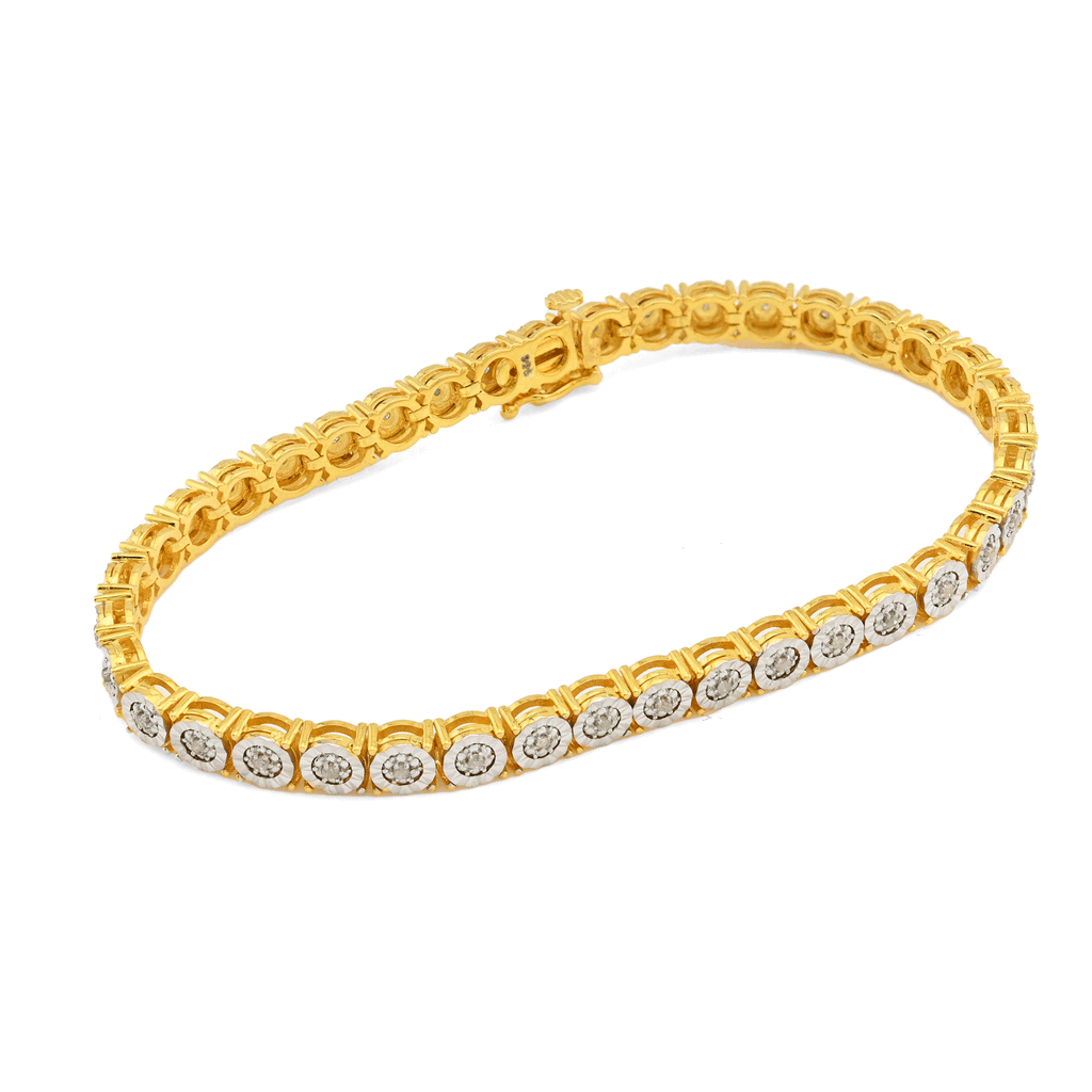 925 Yellow 0.6CTW Natural Diamond Tennis Bracelet 4.5MM 7" Men