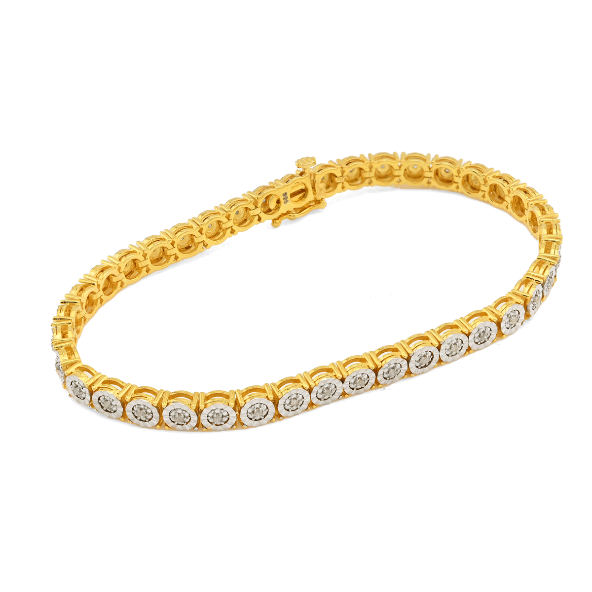 925 Yellow 0.6CTW Natural Diamond Tennis Bracelet 4.5MM 7" Men