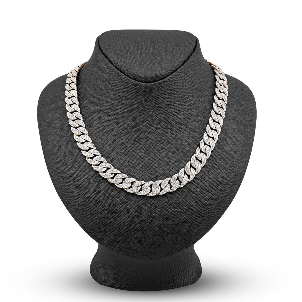 10K Yellow Gold 20.05 CT Natural Diamond 12 MM Cuban Link Necklace 22" Men Chain 73.1 g