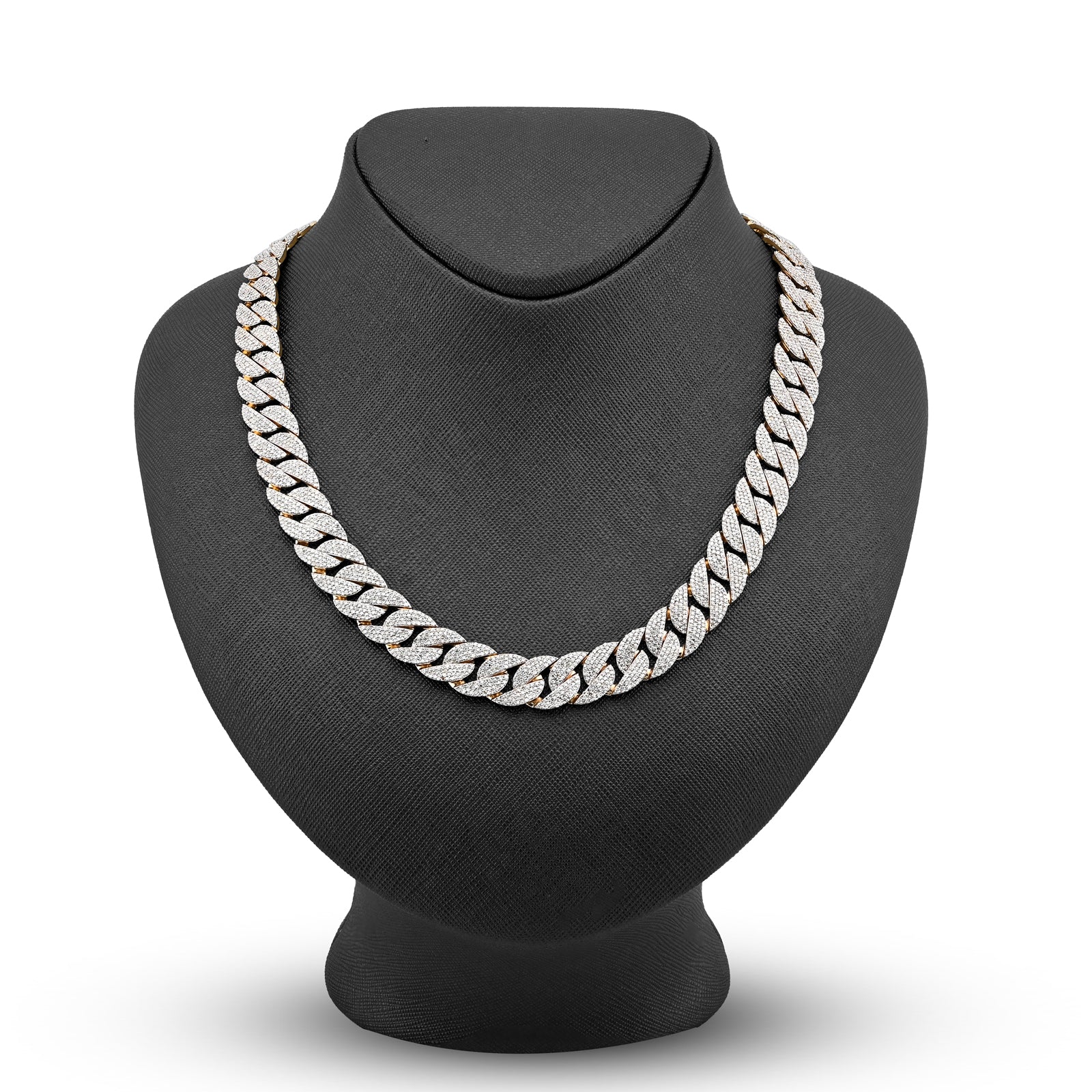10K Yellow Gold 20.05 CT Natural Diamond 12 MM Cuban Link Necklace 22" Men Chain 73.1 g