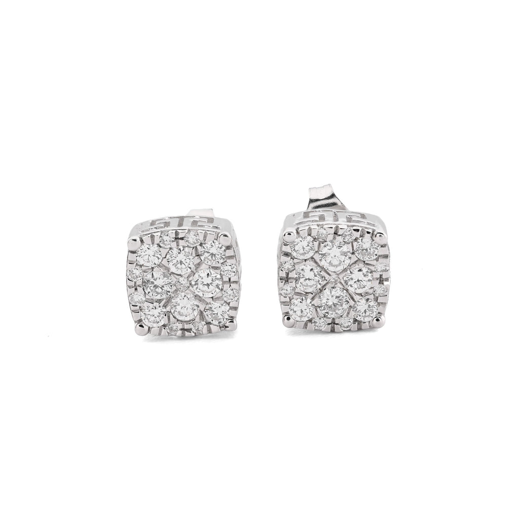 925 Sterling Silver 1 CT Lab Diamond Square Earrings Men Women Studs