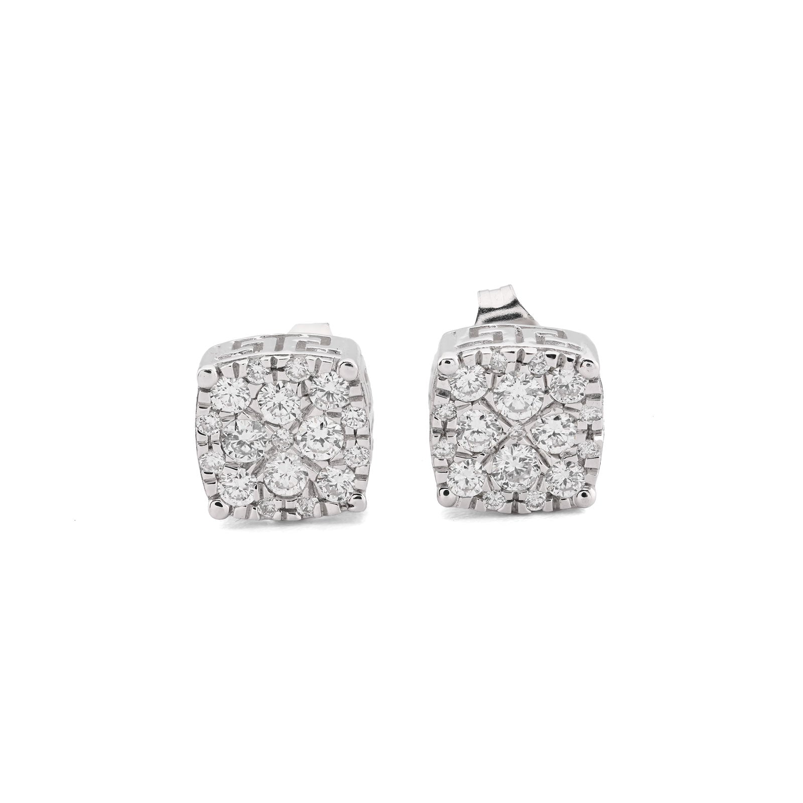 925 Sterling Silver 1 CT Lab Diamond Square Earrings Men Women Studs