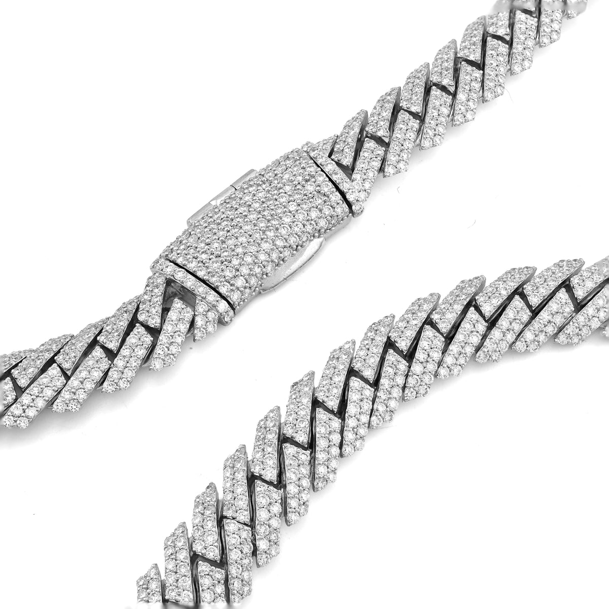 925 27.66CT Lab Diamond 11MM Snake Cuban Chain 21" Men Necklace