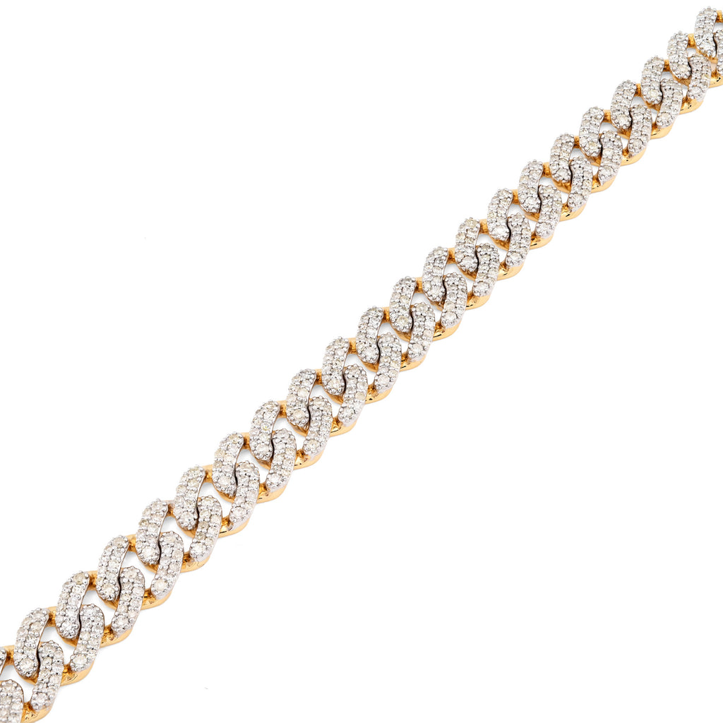 10K Yellow Gold 3.8 CT Natural Diamond Cuban Link Men's Bracelet 8 MM 8"