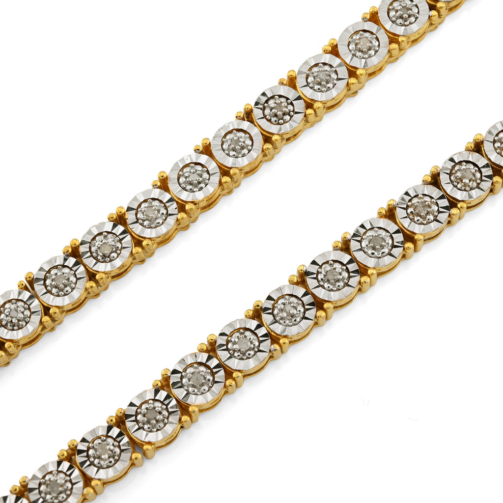 925 Yellow 2CTW Natural Diamond Tennis Chain 4.5MM Necklace 18" Men